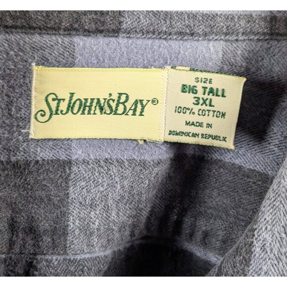 St. John's Bay Flannel Shirt Men's 3XL Tall Lumberjack Plaid Black Gray VTG - Picture 3 of 3